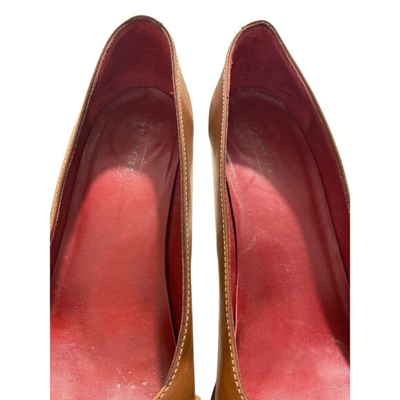 Coach Women’s Brown Leather Heels Sz 9.5B Buckle Accent Round Toe Classic Pumps - Picture 8 of 10